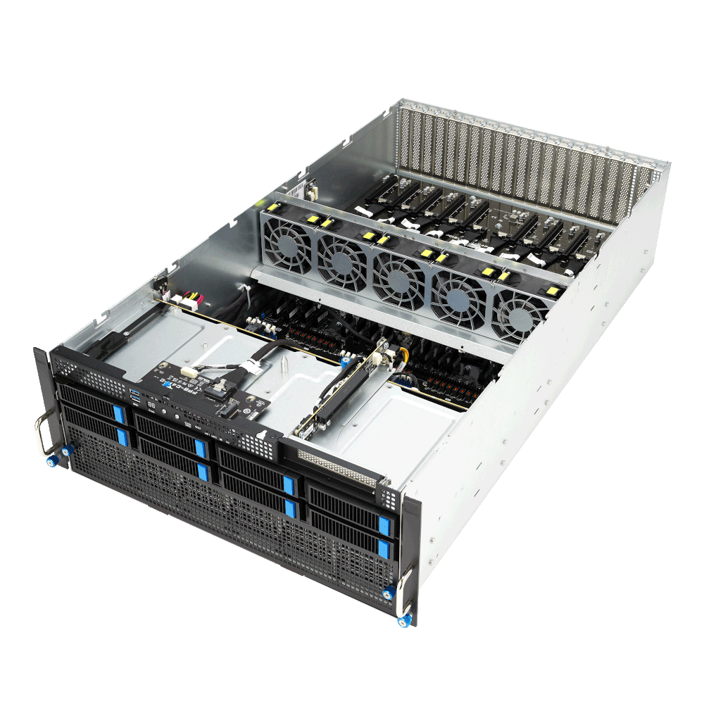 ASUS E8000A E12 GPU Server front45 open