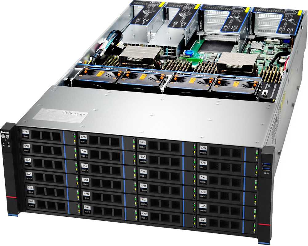 Gooxi SR401 D36RE 4U Storage Server 36 bay front 45 open 1000